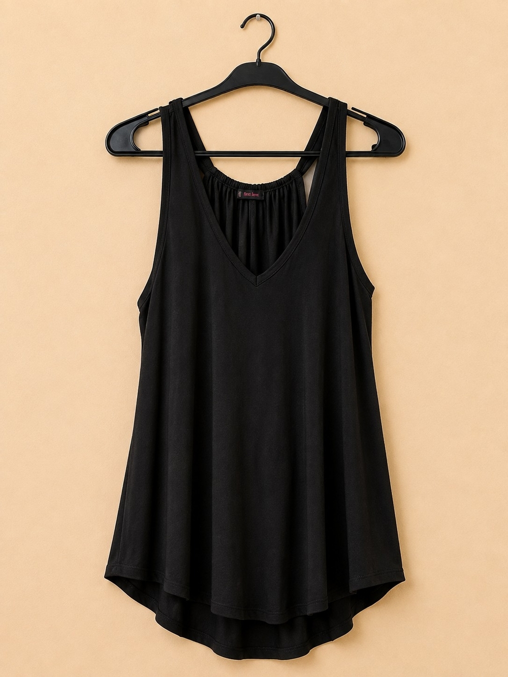 First Love 2X Black Strappy Back V Neck Swing Tank Top Plus Size